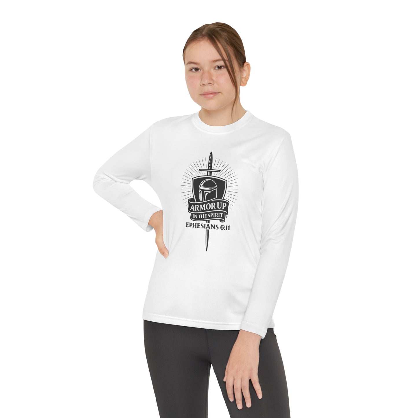 Armor Up (Black Lettering) Youth Long Sleeve Armor Up Tee