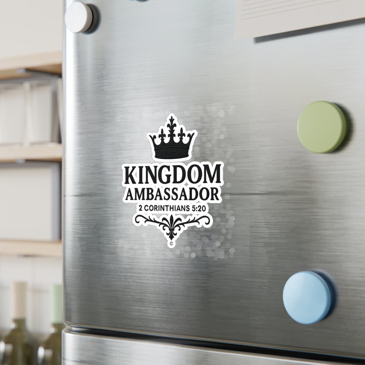 Kingdom Ambassador (Black Lettering) Kiss-Cut Vinyl Decals, Inspirational Wall Art, Faith-Based Gifts, Home Decor - Cross Apparel USA