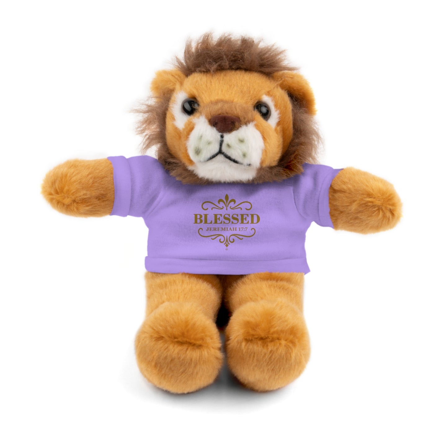 Blessed (Gold Lettering) Plush Toy with Tee, Faith-Inspired Stuffed Animal, Inspirational Gift, Birthday Present, Encouragement Gift
