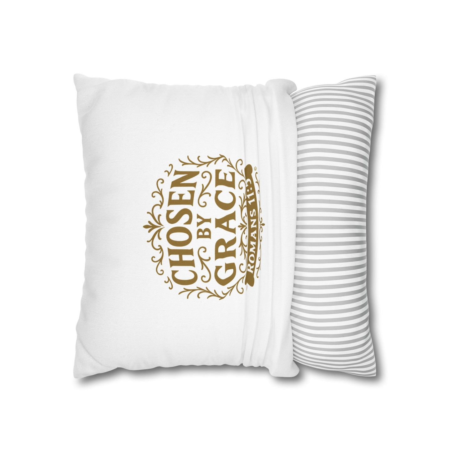Chosen by Grace (Gold Lettering) Square Pillow Cover | Inspirational Home Decor | Gifts for Faith (Pillow not included)
