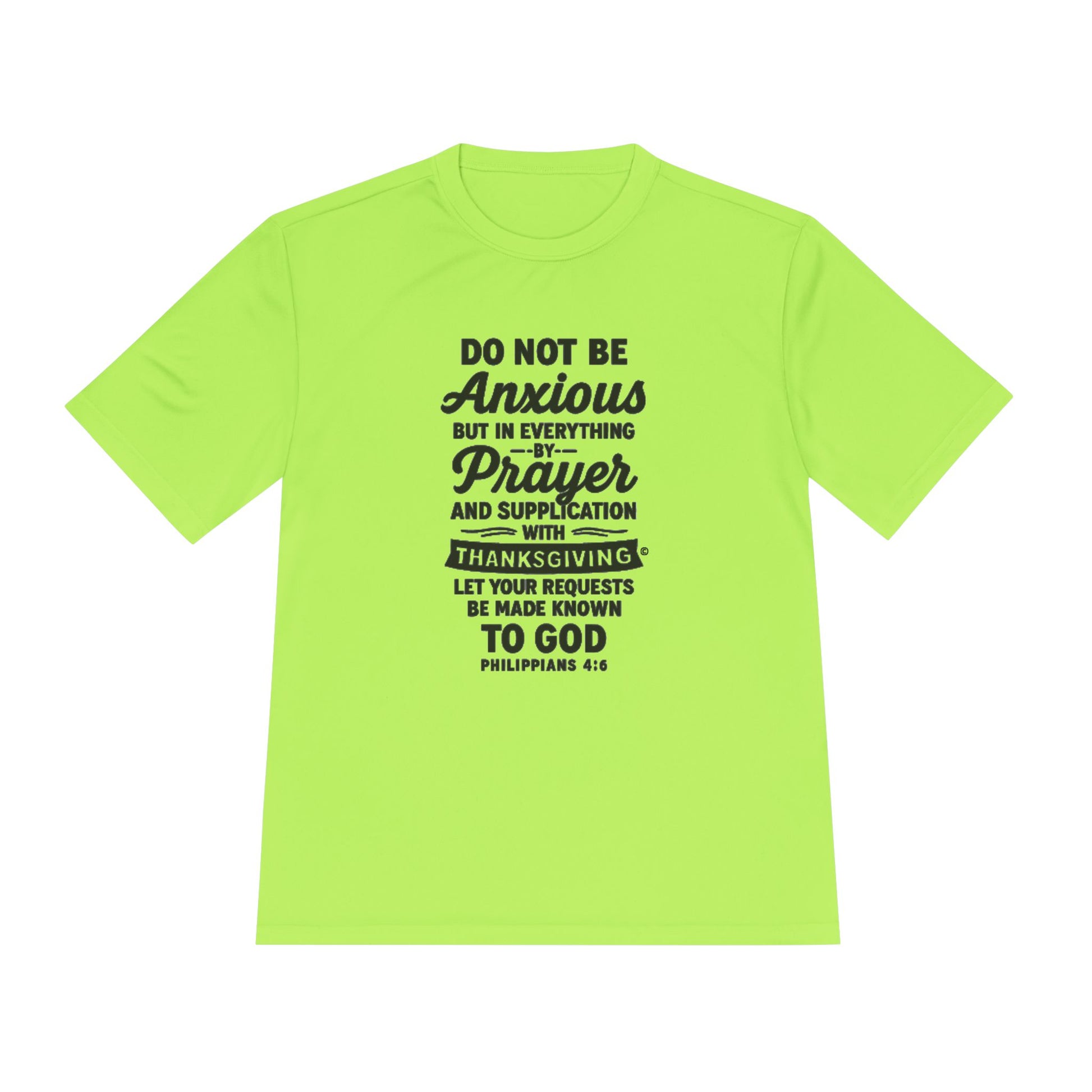 Not Anxious (Black Lettering with full design on the front side) Activewear Performance Moisture Wicking Tee, Faith-Based Workout Shirt, Inspirational Fitness Gear, Gift for Fitness Lovers, Bible Verse T-Shirt - Cross Apparel USA