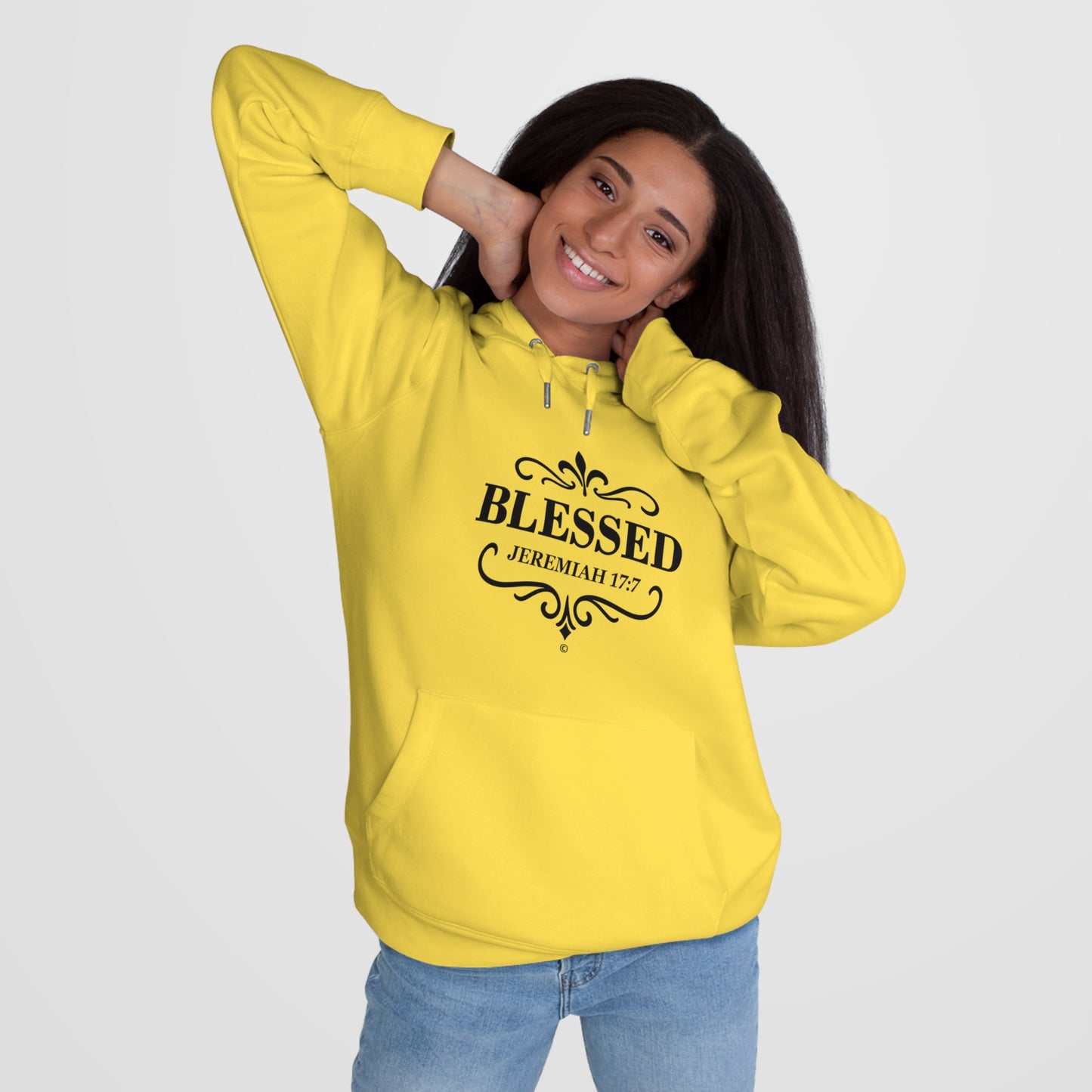 Blessed (Black Lettering Design on Front only) Hooded Sweatshirt