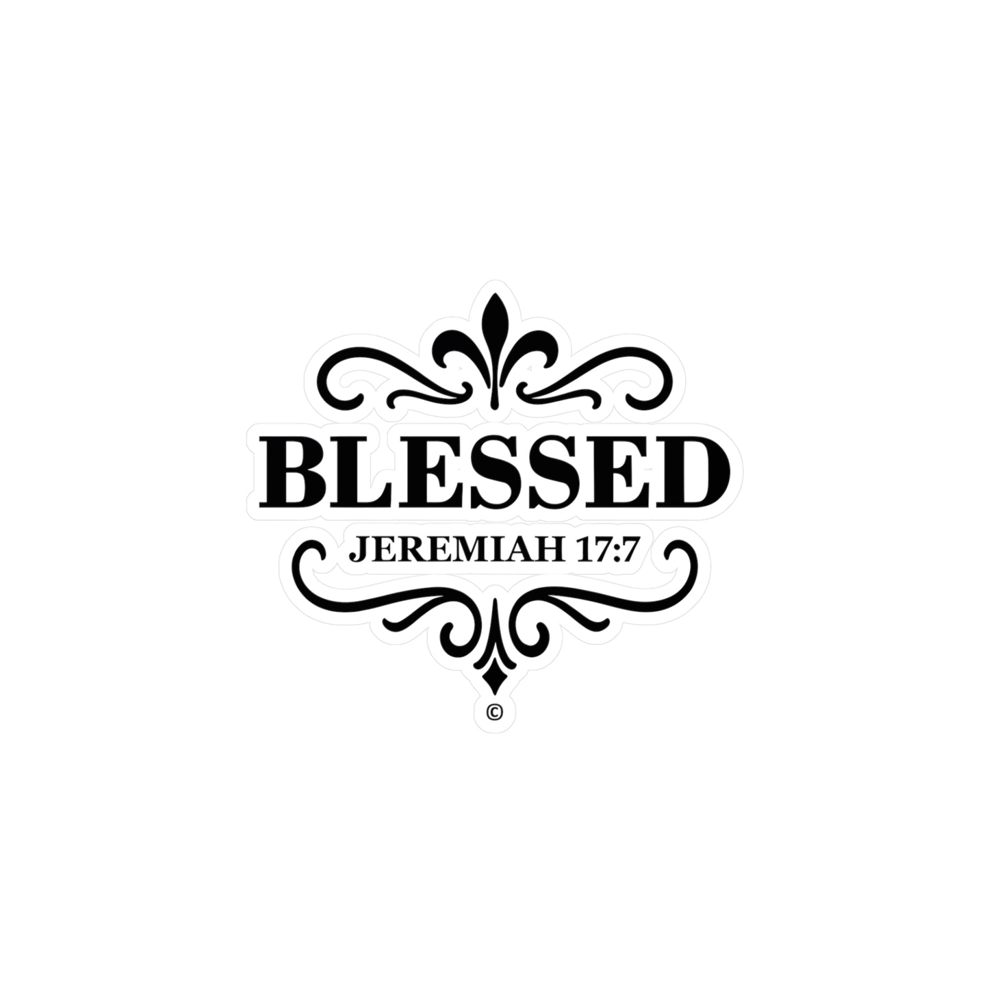 Blessed (Black Lettering) Kiss-Cut Vinyl Decals, Inspirational Wall Art, Faith-Based Gifts, Home Decor - Cross Apparel USA