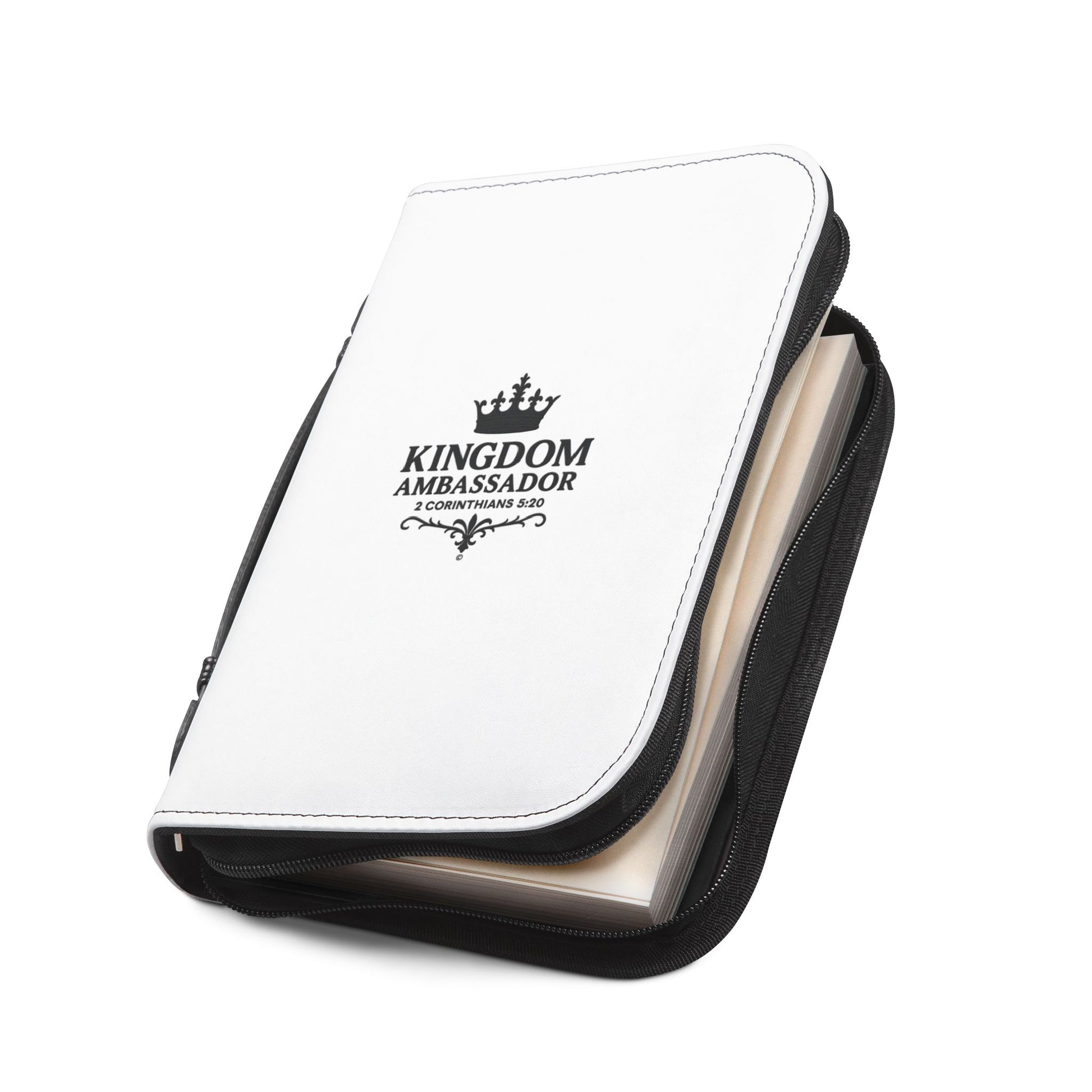 Kingdom Ambassador (Black Lettering) Inspirational Bible Cover, Gift for Believers, Faith-Based Book Cover - Cross Apparel USA