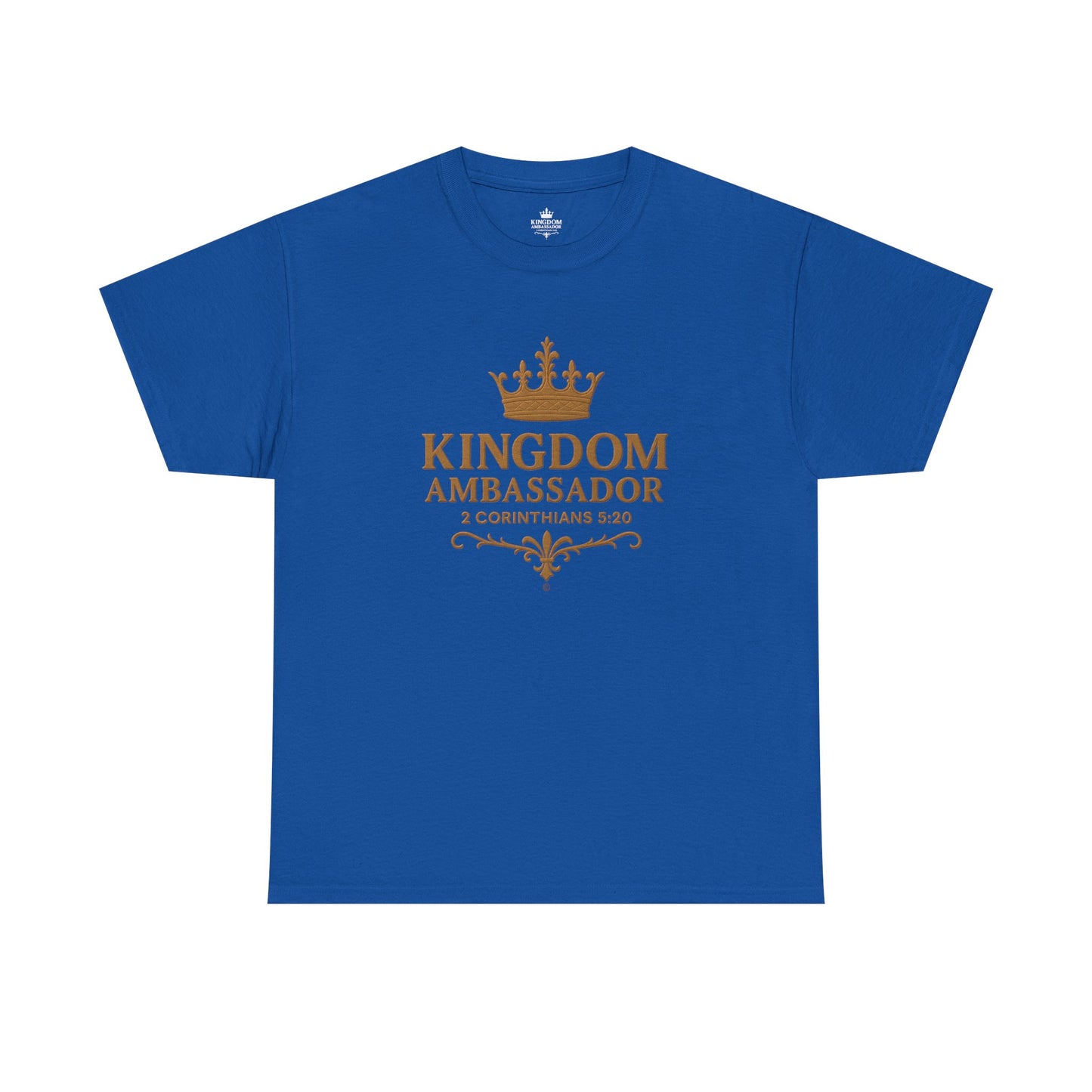 Kingdom Ambassador (Gold Lettering) Tee | Unisex Heavy Cotton Shirt, Faith-Based Apparel, Christian T-Shirt, Inspirational Gift, Scripture Tees