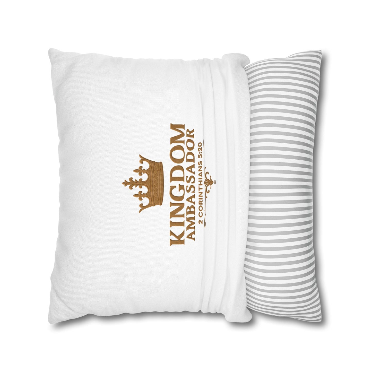 Kingdom Ambassador (Gold Lettering) Square Pillow Cover | Inspirational Home Decor | Gifts for Faith (Pillow not included)