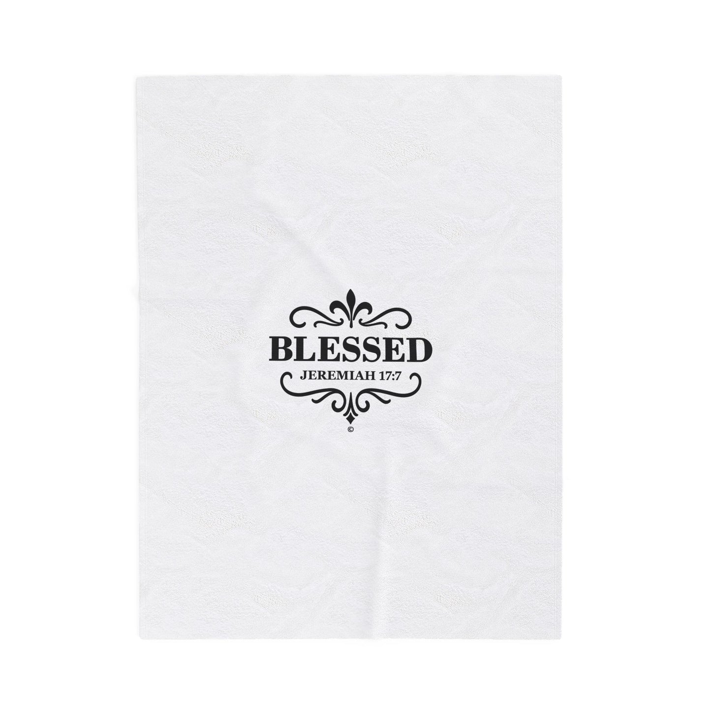 Blessed (Black Lettering) Plush Blanket, Inspirational Home Decor, Faith-Based Decor, Modern Plush Blanket