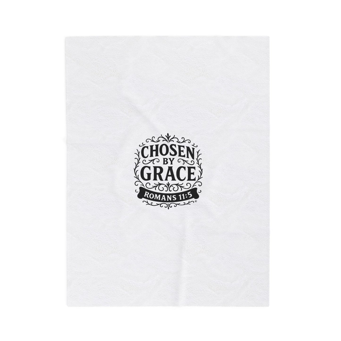Chosen by Grace (Black Lettering) Plush Blanket, Inspirational Home Decor, Faith-Based Decor, Modern Plush Blanket