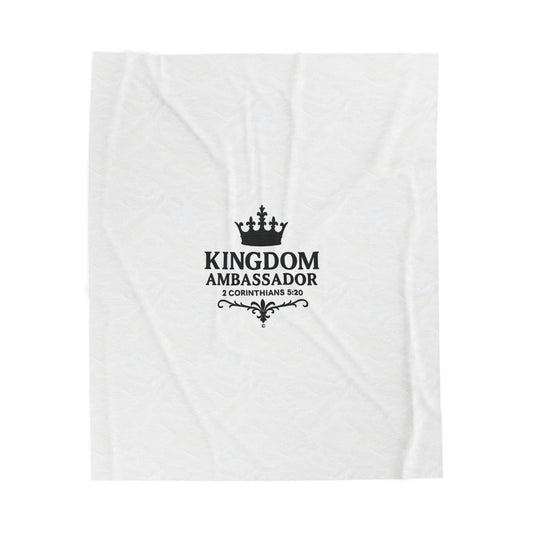 Kingdom Ambassador (Black Lettering) Plush Blanket, Inspirational Home Decor, Faith-Based Decor, Modern Plush Blanket
