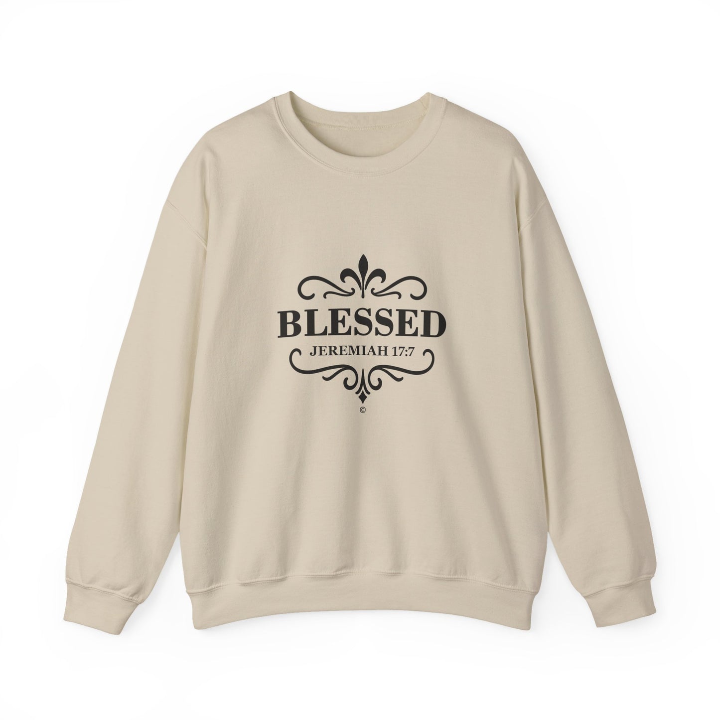 Blessed (Black Lettering) Unisex Crewneck Sweatshirt - Inspirational Gift, Christian Apparel, Faith-Based Fashion, Cozy Casual Wear, Bible Verse Sweatshirt
