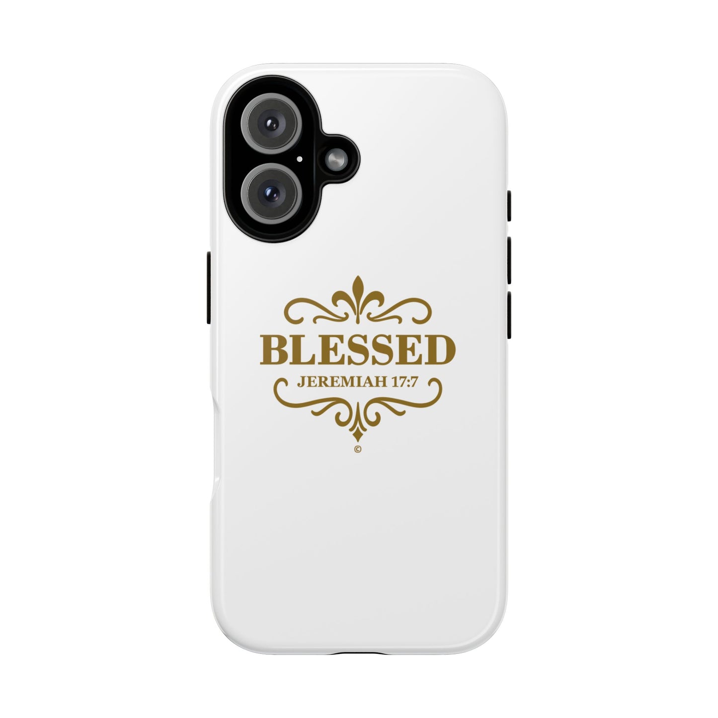 Blessed (Gold Lettering), Rugged Phone Case, Inspirational Mobile Cover, Gift for Faith Lovers, Faith-Based Protector - Cross Apparel USA