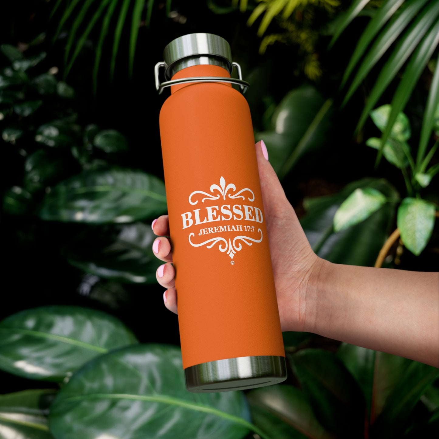 Blessed (White Lettering) Insulated Water Bottle, Large 22 oz.