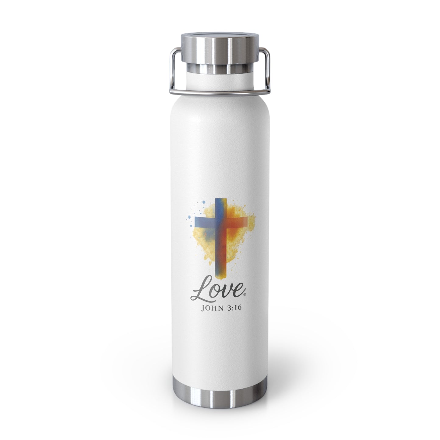 Love (Full Color) Insulated Water Bottle, Motivational Gift, Faith-Based Drinkware, Inspirational Travel Mug, Biblical Verse Bottle