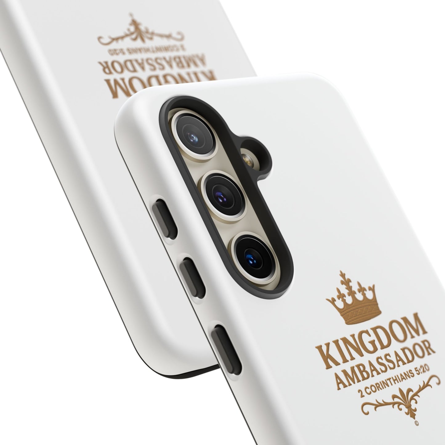 Kingdom Ambassador (Gold Lettering) Rugged Phone Case, Inspirational Mobile Cover, Gift for Faith Lovers, Faith-Based Protector