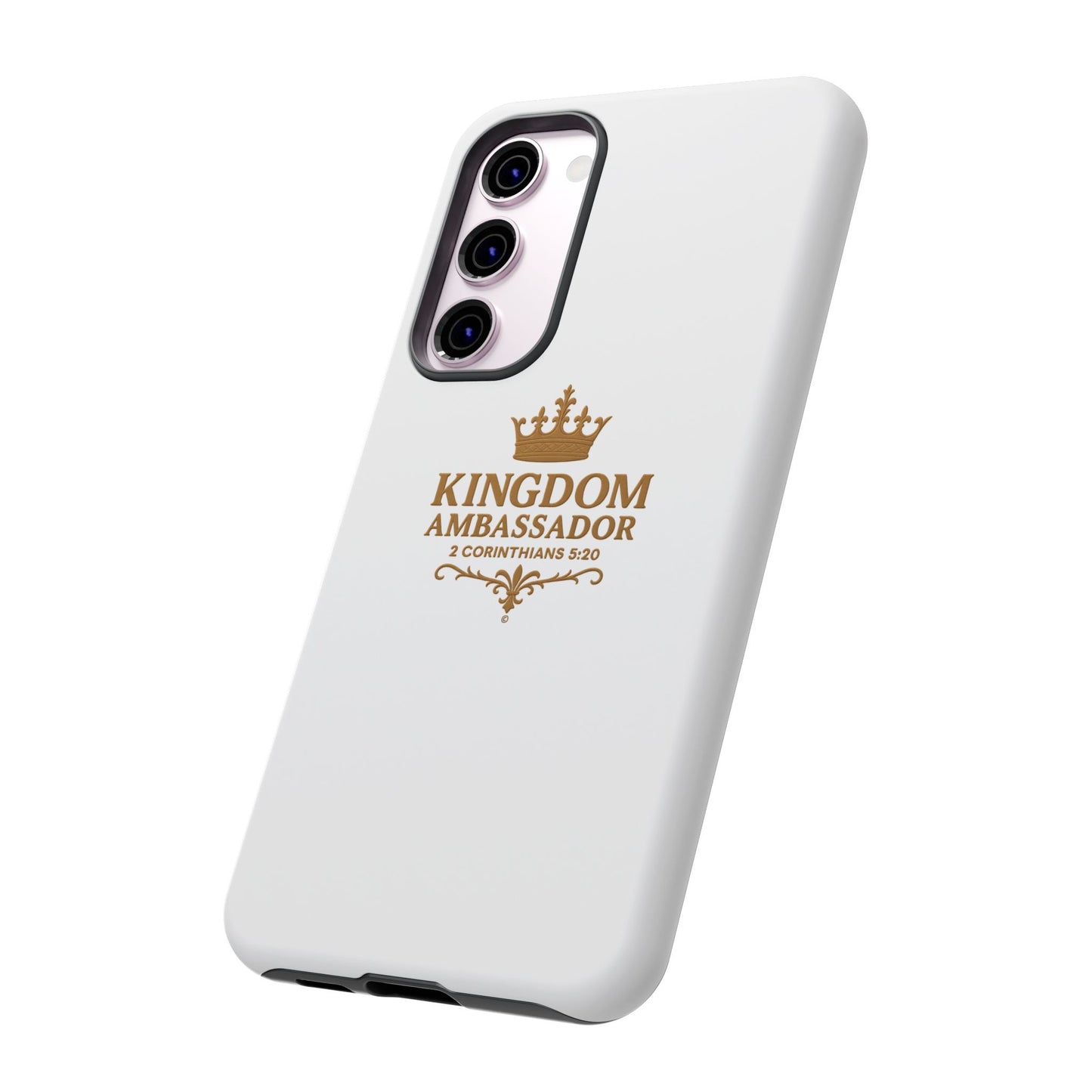 Kingdom Ambassador (Gold Lettering) Rugged Phone Case, Inspirational Mobile Cover, Gift for Faith Lovers, Faith-Based Protector