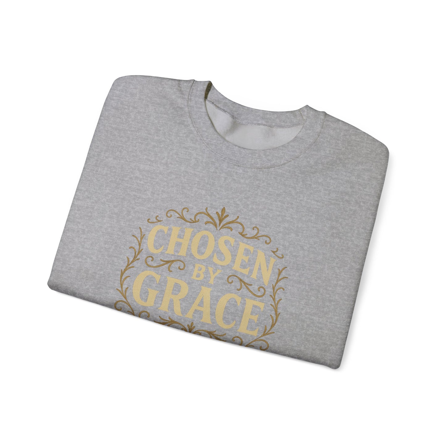 Chosen by Grace (Full Color) Unisex Crewneck Sweatshirt - Inspirational Gift, Christian Apparel, Faith-Based Fashion, Cozy Casual Wear, Bible Verse Sweatshirt