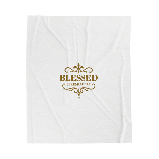 Blessed (Gold Lettering) Plush Blanket, Inspirational Home Decor, Faith-Based Decor, Modern Plush Blanket