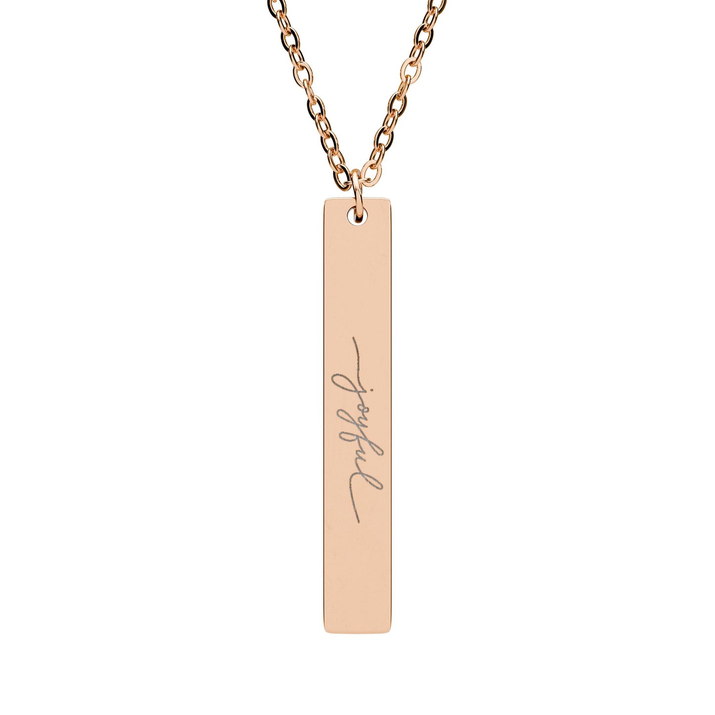 Joyful Engraved Vertical Bar Necklace