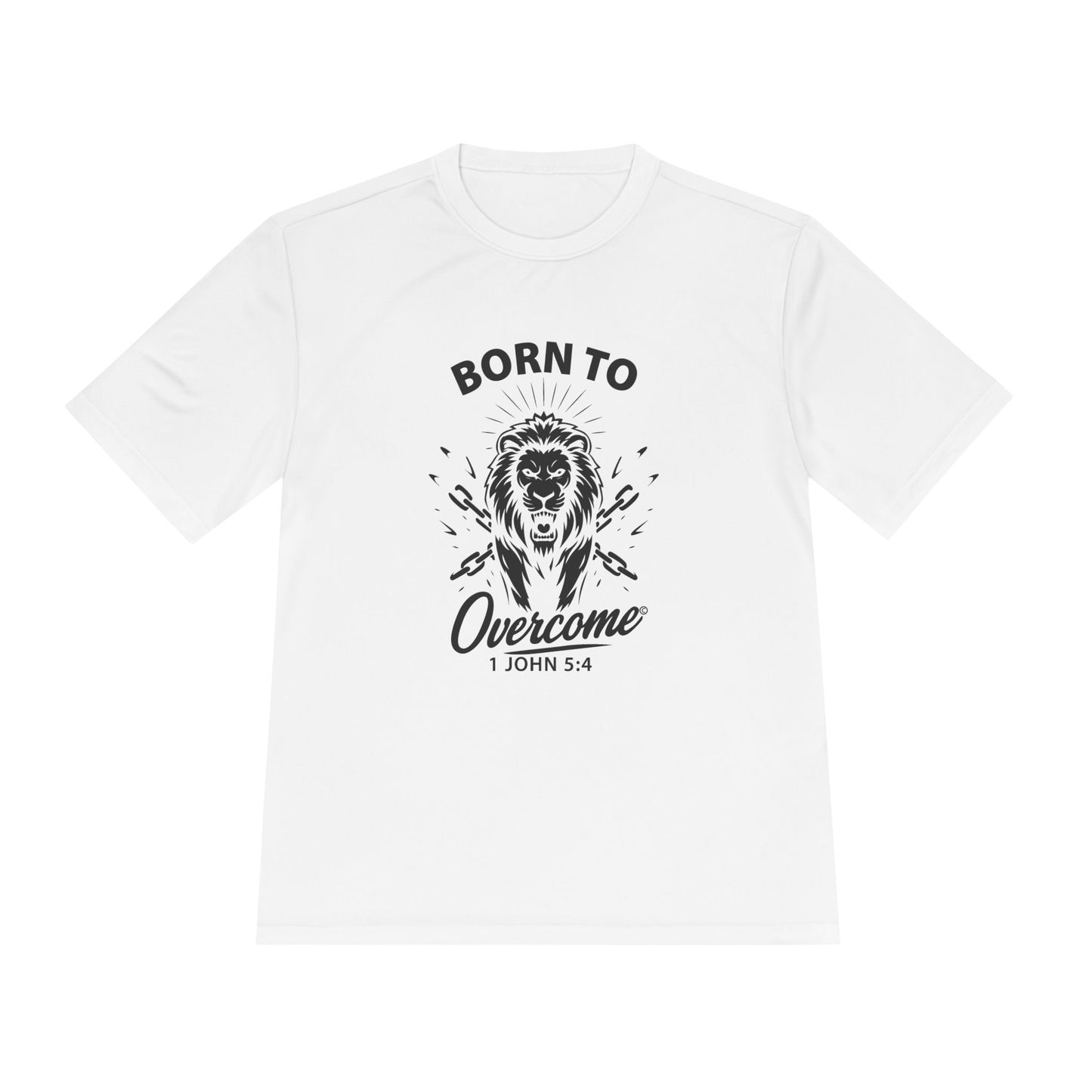 Born to Overcome (Black Lettering) Activewear Performance Moisture Wicking Tee, Faith-Based Workout Shirt, Inspirational Fitness Gear, Gift for Fitness Lovers, Bible Verse T-Shirt - Cross Apparel USA