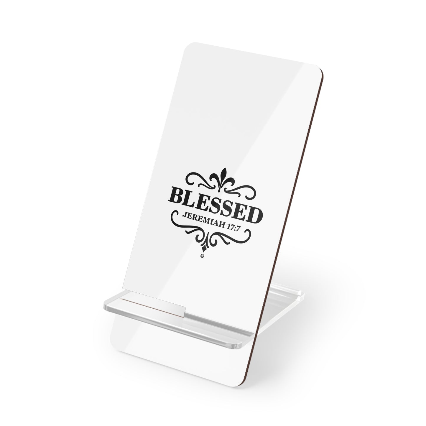 Blessed (Black Lettering) Smartphone Display Stand, Desk Organizer, Gift for Students, Office Decor, Home Office Accessory - Cross Apparel USA