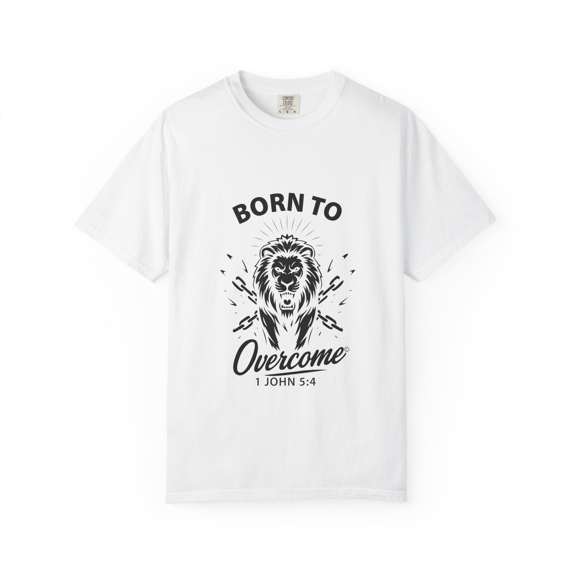 Born to Overcome (Black Lettering) Unisex Faith Tee, Relaxed Fit Shirt, Inspirational Apparel, Gift for Believers - Cross Apparel USA