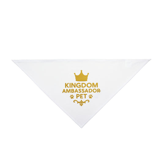 Kingdom Ambassador Pet (Gold Lettering) Bandana, Design for Stylish Dogs, Inspirational Pet Bandana, Gifts for Pet Lovers