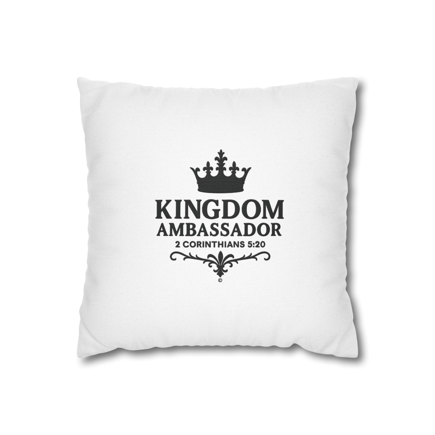 Kingdom Ambassador (Black Lettering) Square Pillow Cover | Inspirational Home Decor | Gifts for Faith (Pillow not included)