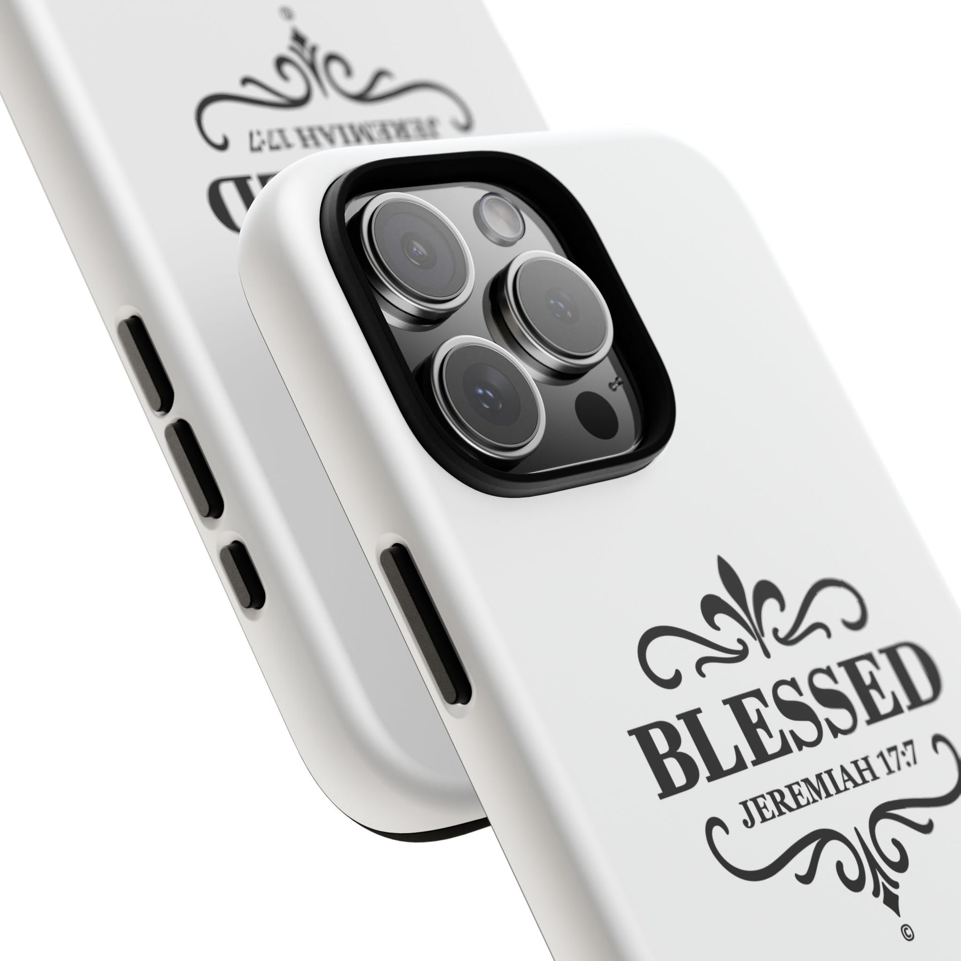 Blessed (Black Lettering), Rugged Phone Case, Inspirational Mobile Cover, Gift for Faith Lovers, Faith-Based Protector - Cross Apparel USA