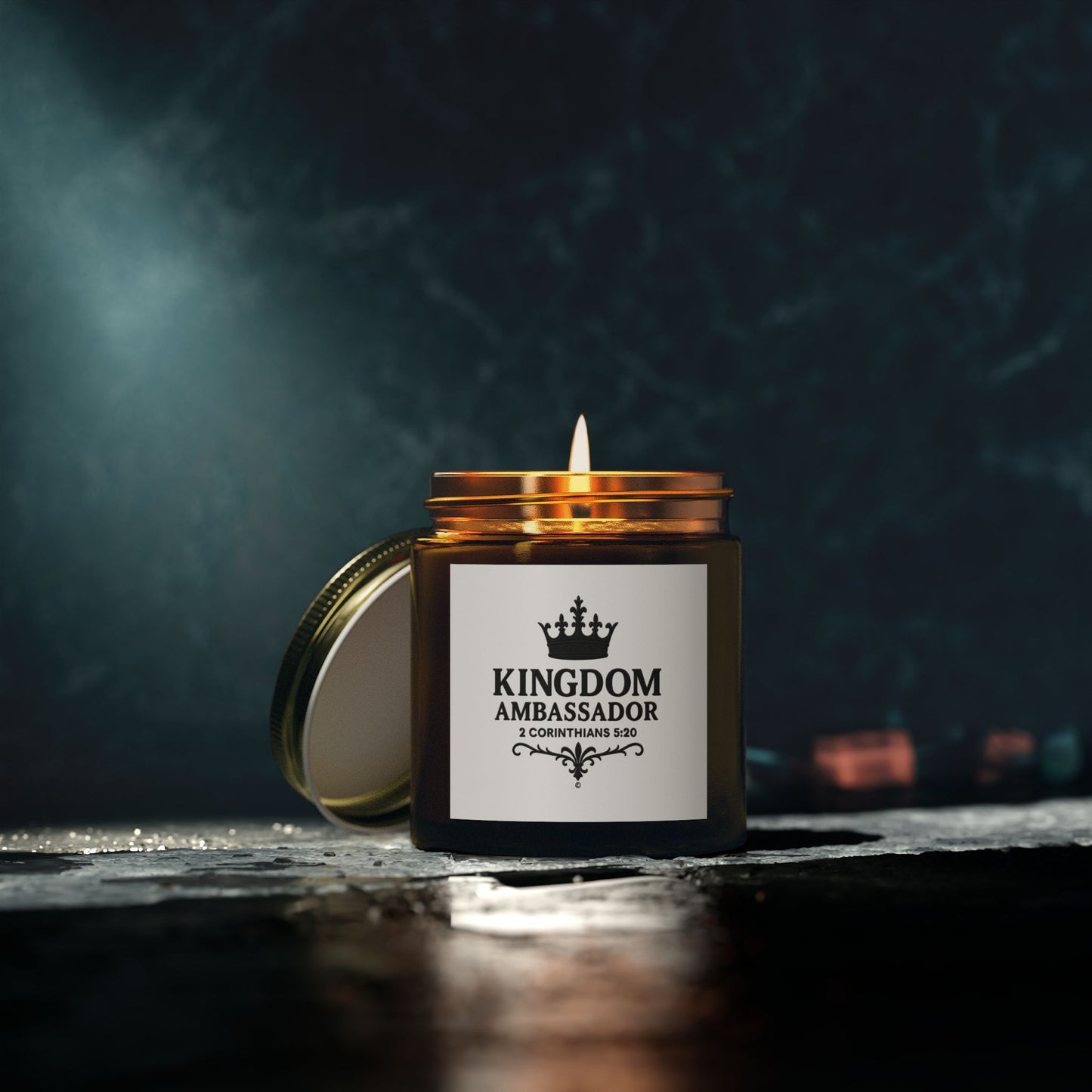 Kingdom Ambassador (Black Lettering) Scented Candle - Coconut Apricot Wax, Inspirational Home Decor, Gifts for Believers, Relaxation