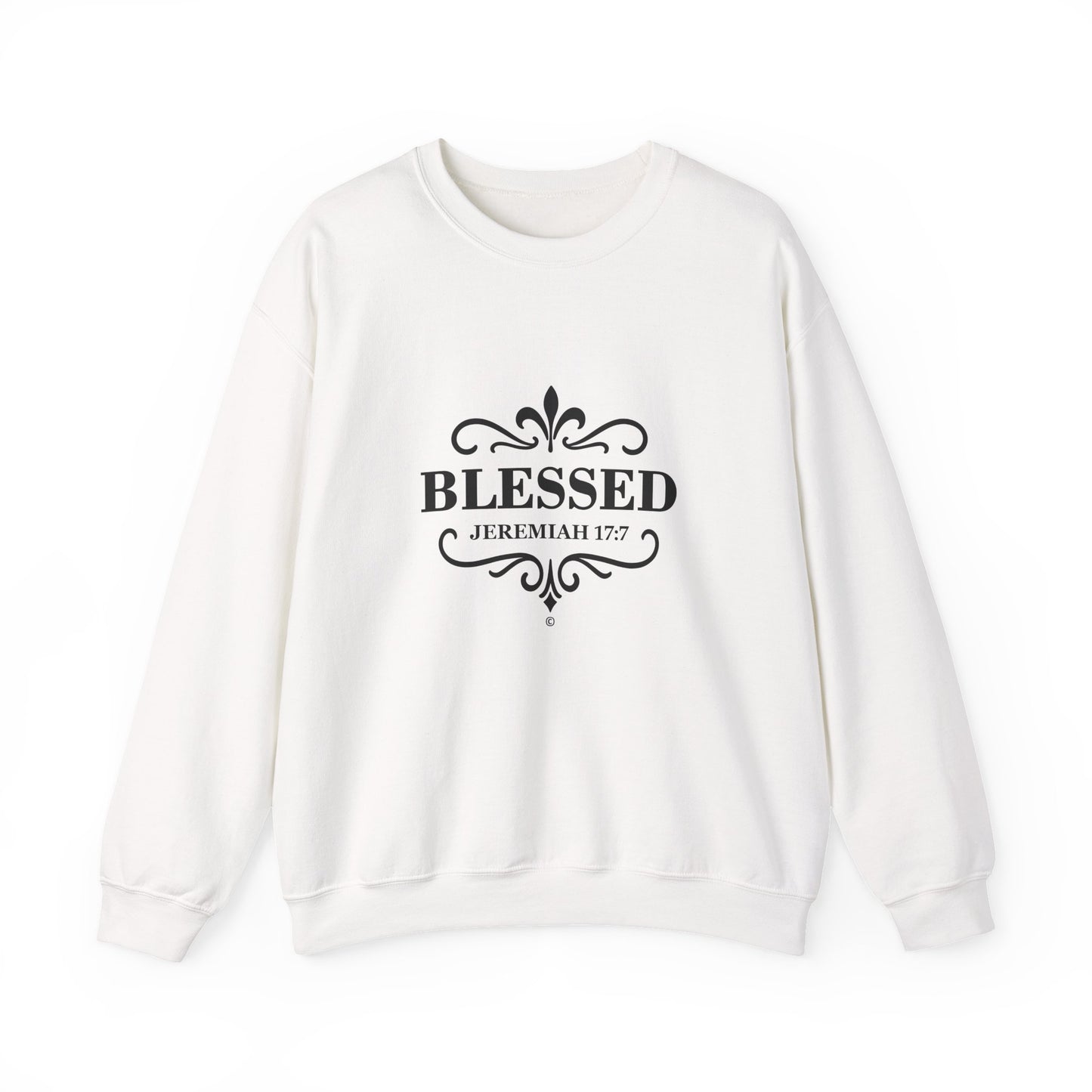 Blessed (Black Lettering) Unisex Crewneck Sweatshirt - Inspirational Gift, Christian Apparel, Faith-Based Fashion, Cozy Casual Wear, Bible Verse Sweatshirt