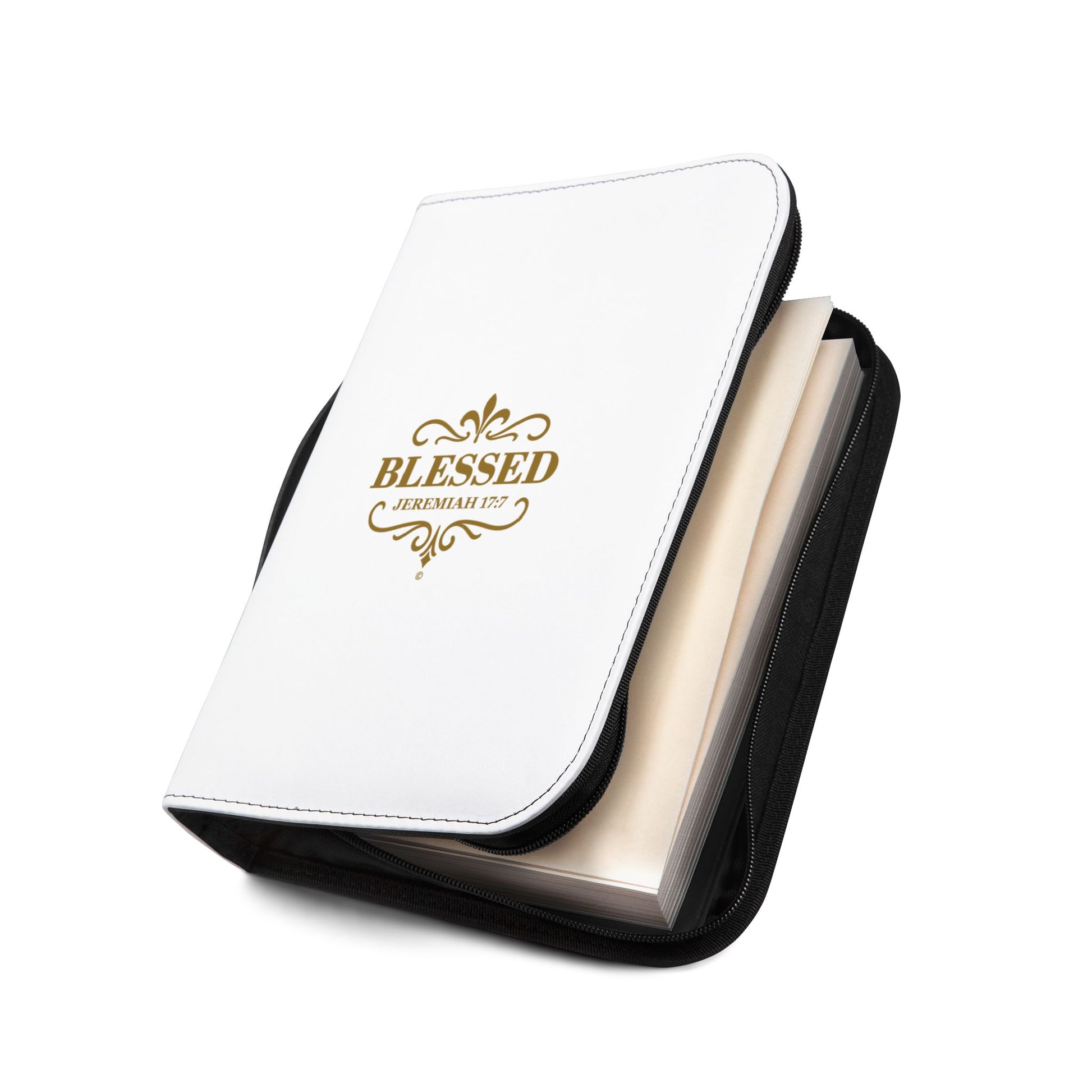 Blessed (Gold Lettering) Inspirational Bible Cover, Gift for Believers, Faith-Based Book Cover - Cross Apparel USA