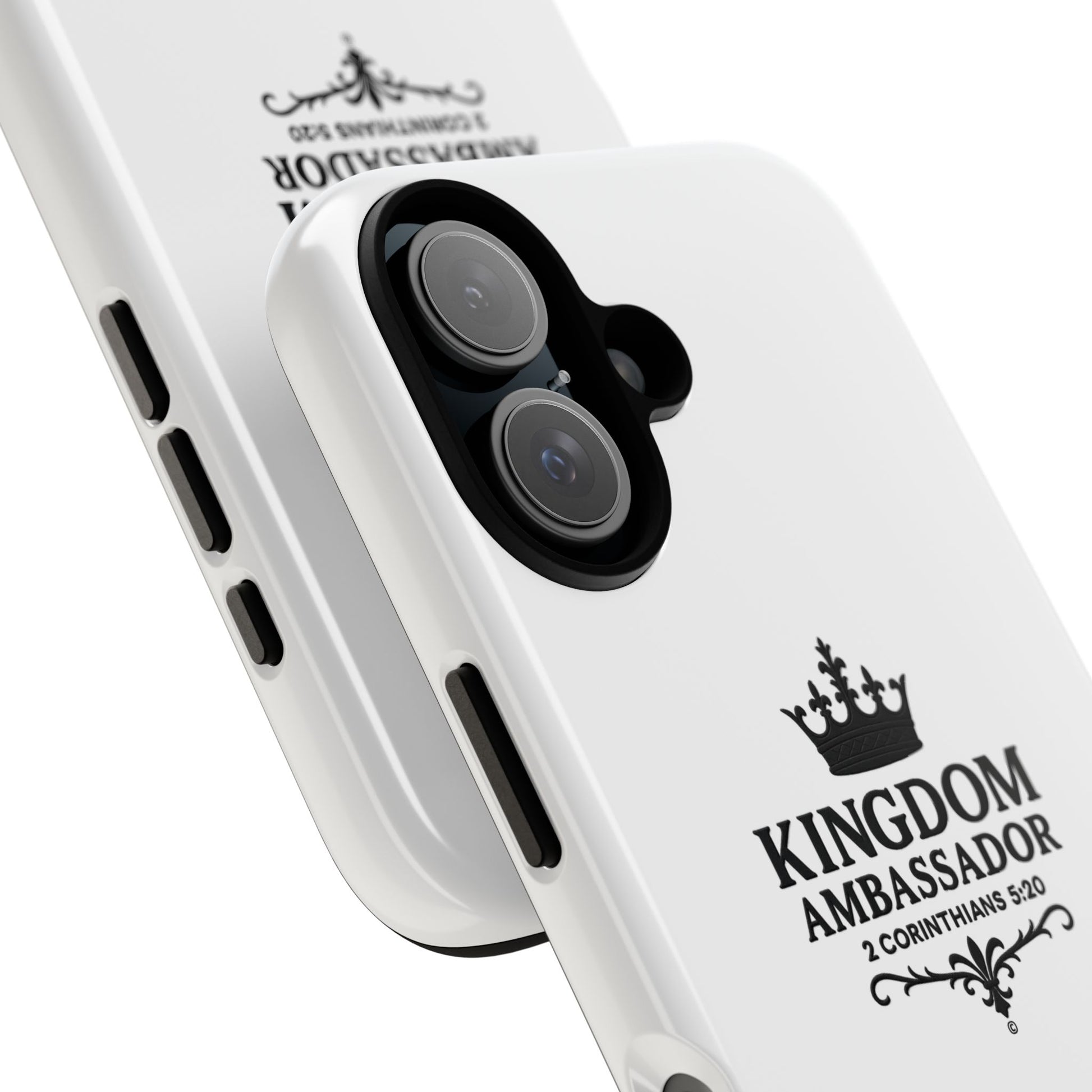 Kingdom Ambassador (Black Lettering) Rugged Phone Case, Inspirational Mobile Cover, Gift for Faith Lovers, Faith-Based Protector - Cross Apparel USA