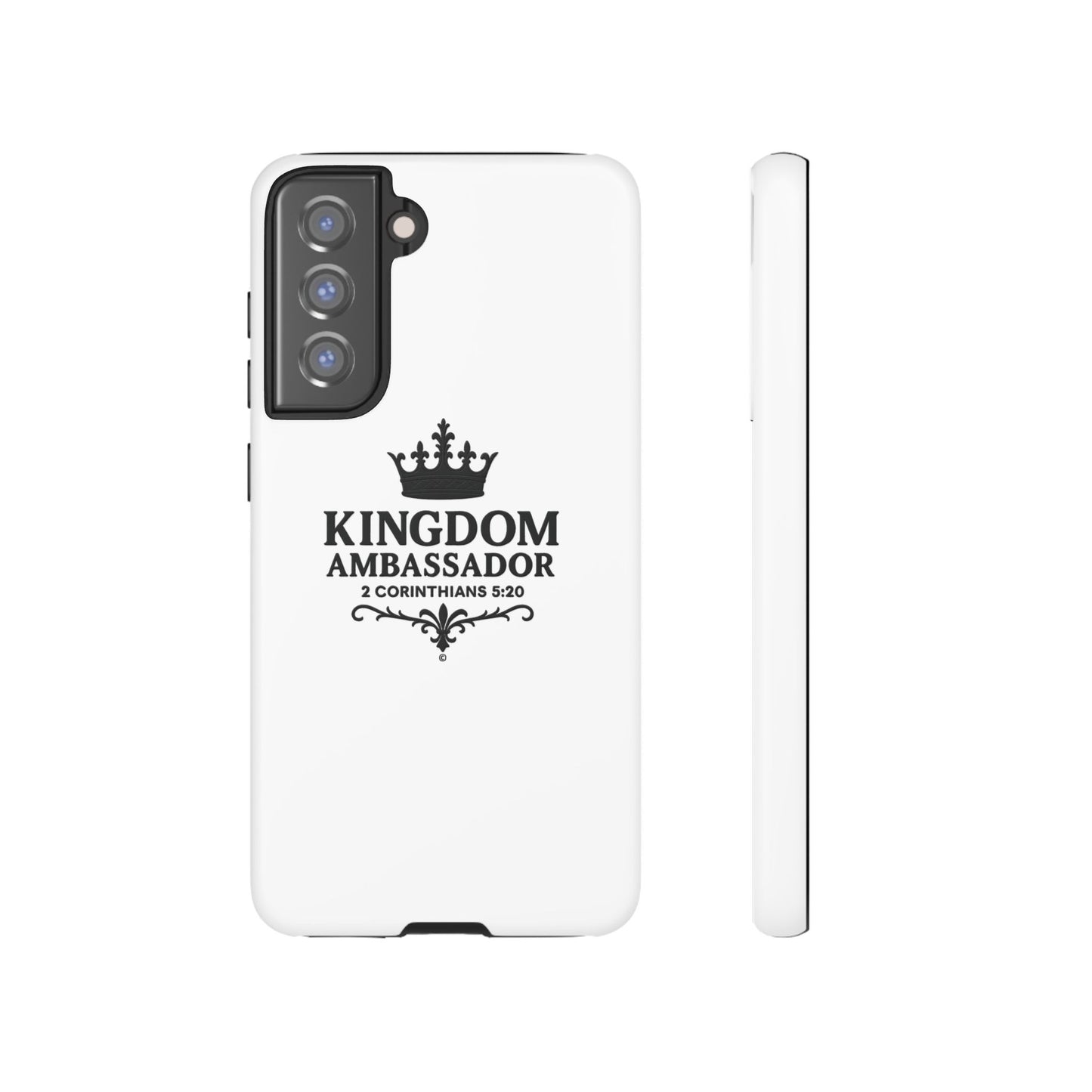 Kingdom Ambassador (Black Lettering) Rugged Phone Case, Inspirational Mobile Cover, Gift for Faith Lovers, Faith-Based Protector