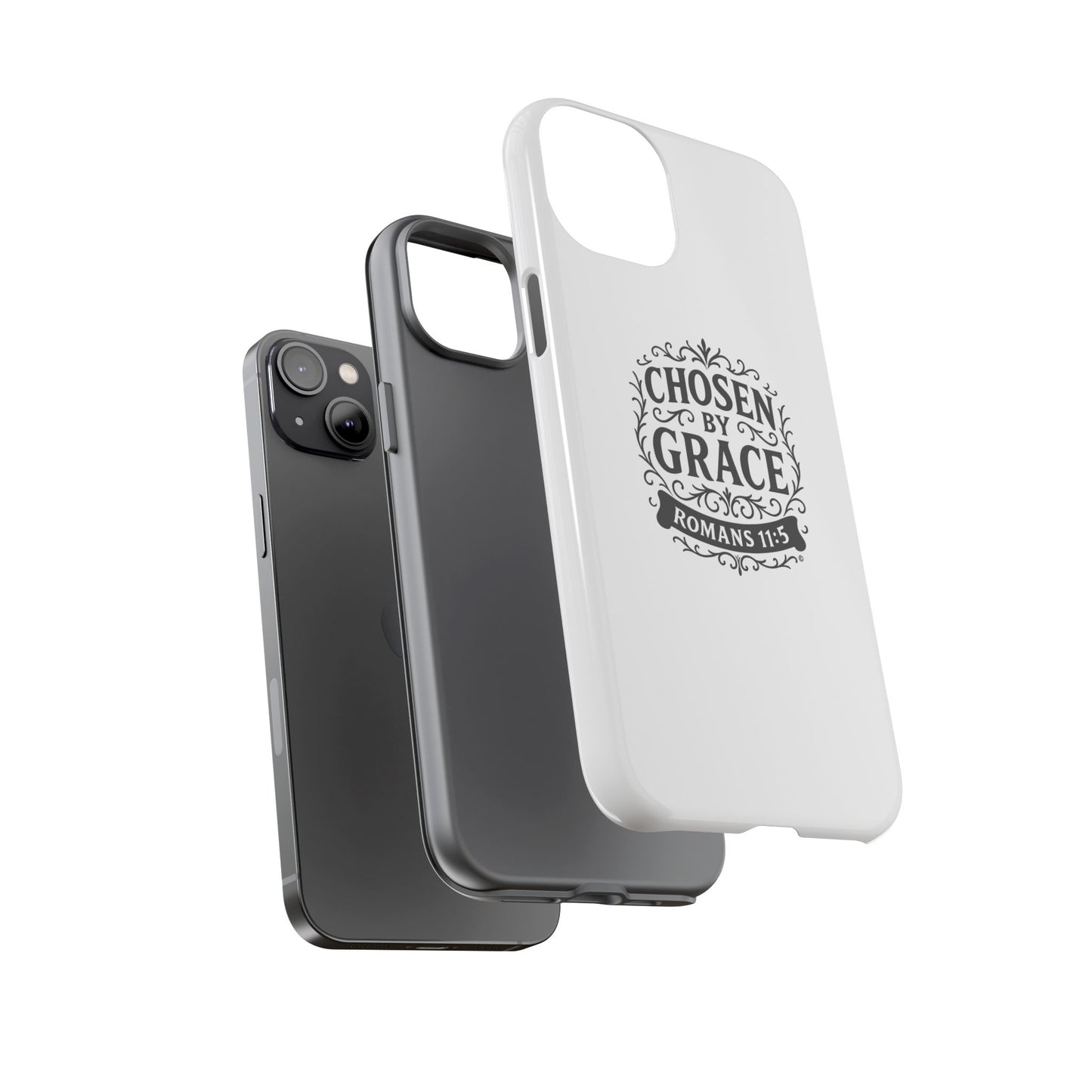 Chosen by Grace (Black Lettering), Rugged Phone Case, Inspirational Mobile Cover, Gift for Faith Lovers, Faith-Based Protector
