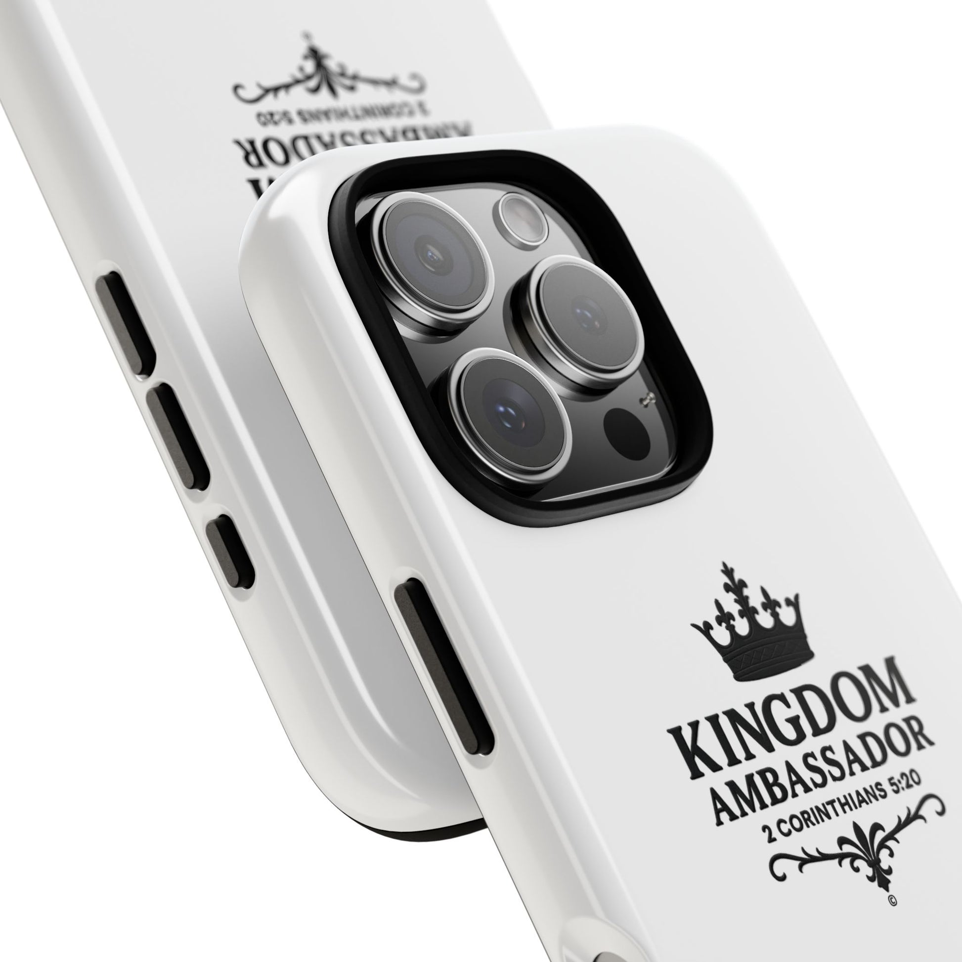 Kingdom Ambassador (Black Lettering) Rugged Phone Case, Inspirational Mobile Cover, Gift for Faith Lovers, Faith-Based Protector - Cross Apparel USA
