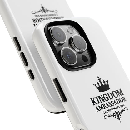 Kingdom Ambassador (Black Lettering) Rugged Phone Case, Inspirational Mobile Cover, Gift for Faith Lovers, Faith-Based Protector - Cross Apparel USA