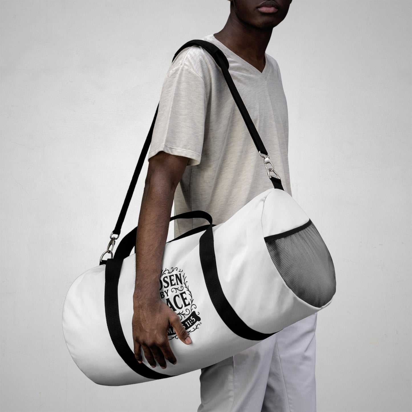 Chosen by Grace Duffel Bag | Stylish Gym Bag, Travel Bag for Women, Motivational Fitness Bag, Faith-Inspired Luggage, Gift for Believers