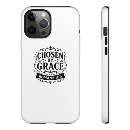 Chosen by Grace (Black Lettering), Rugged Phone Case, Inspirational Mobile Cover, Gift for Faith Lovers, Faith-Based Protector