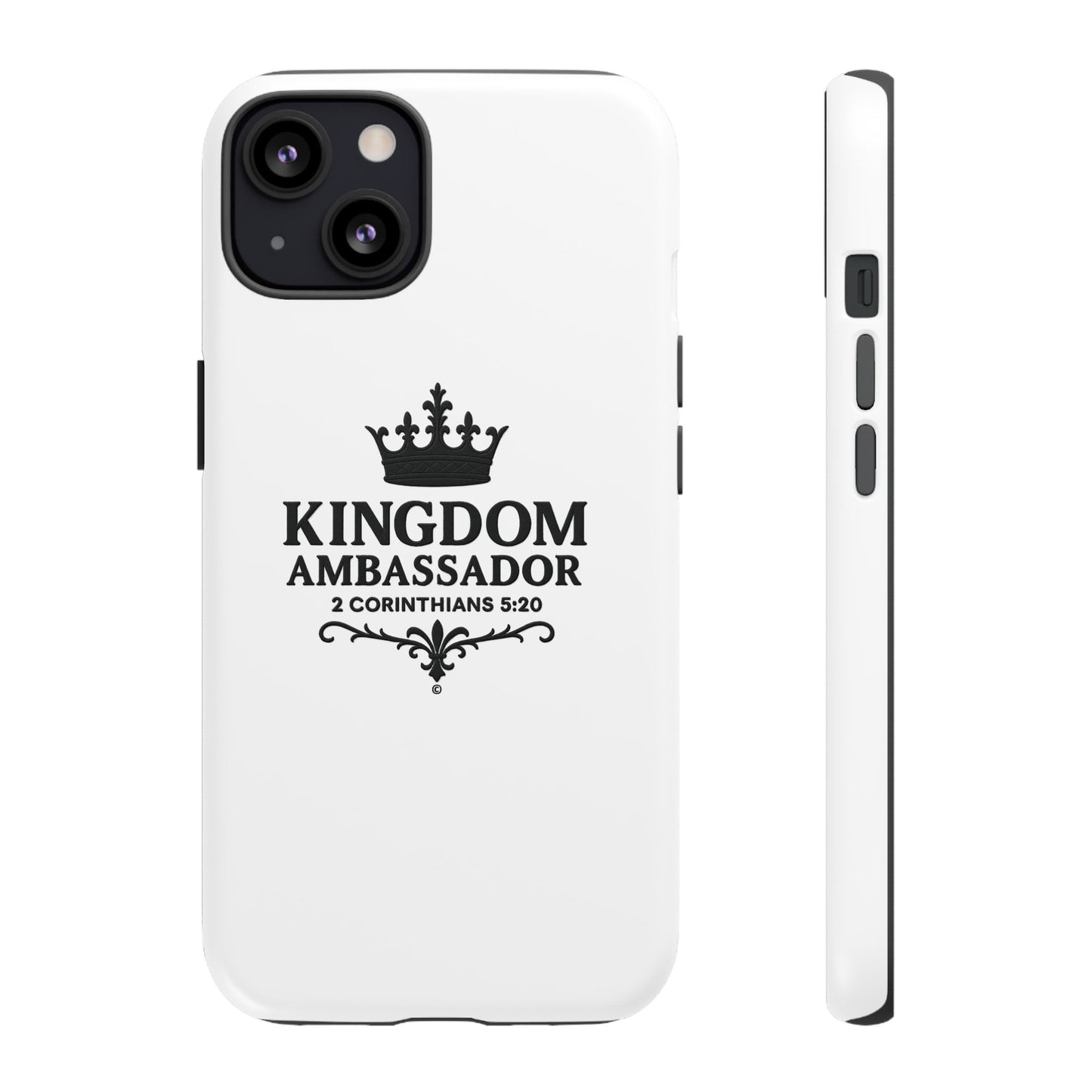 Kingdom Ambassador (Black Lettering) Rugged Phone Case, Inspirational Mobile Cover, Gift for Faith Lovers, Faith-Based Protector