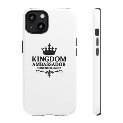 Kingdom Ambassador (Black Lettering) Rugged Phone Case, Inspirational Mobile Cover, Gift for Faith Lovers, Faith-Based Protector