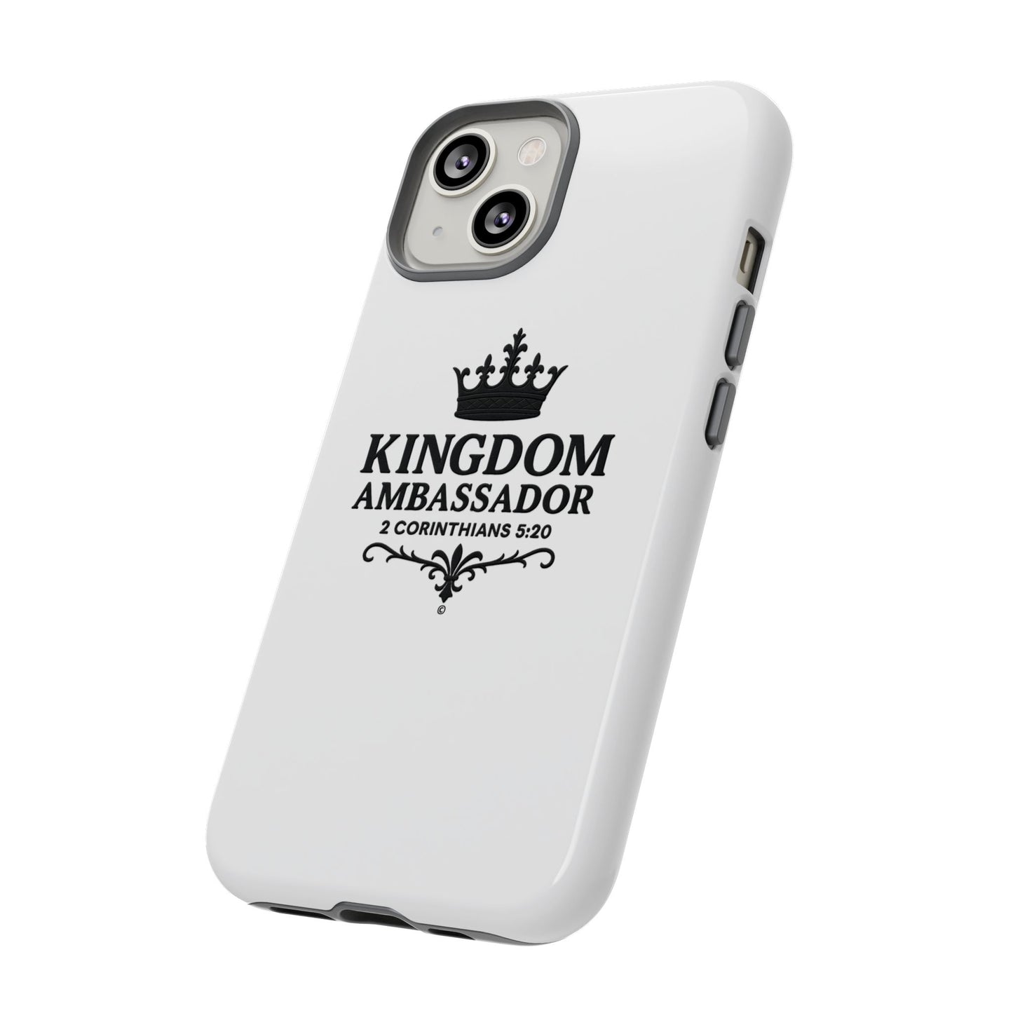 Kingdom Ambassador (Black Lettering) Rugged Phone Case, Inspirational Mobile Cover, Gift for Faith Lovers, Faith-Based Protector