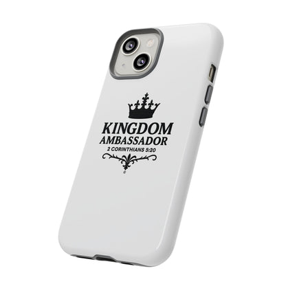 Kingdom Ambassador (Black Lettering) Rugged Phone Case, Inspirational Mobile Cover, Gift for Faith Lovers, Faith-Based Protector