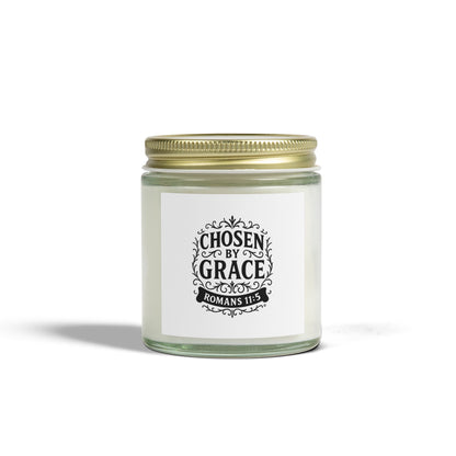 Chosen by Grace (Black Lettering) Scented Candle - Coconut Apricot Wax, Inspirational Home Decor, Relaxation, Gifts for Believers