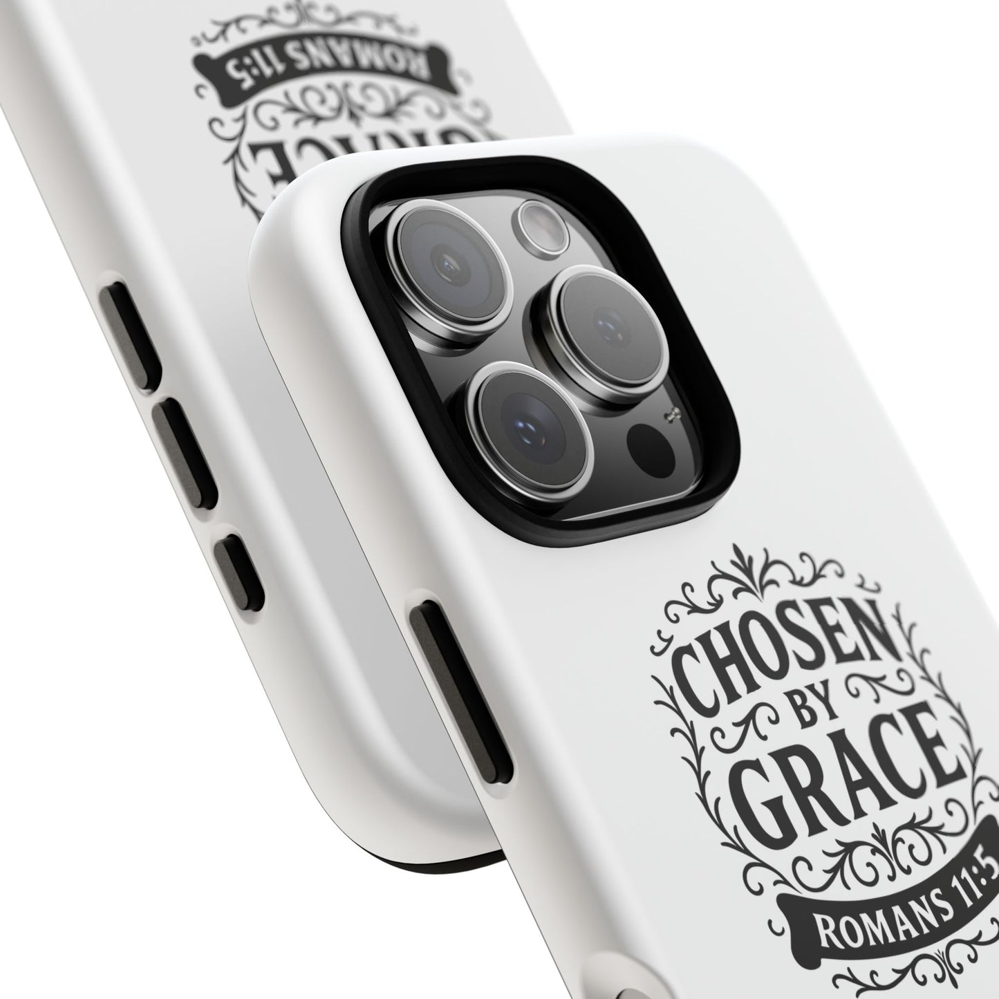 Chosen by Grace (Black Lettering), Rugged Phone Case, Inspirational Mobile Cover, Gift for Faith Lovers, Faith-Based Protector