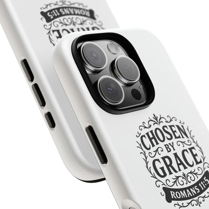 Chosen by Grace (Black Lettering), Rugged Phone Case, Inspirational Mobile Cover, Gift for Faith Lovers, Faith-Based Protector