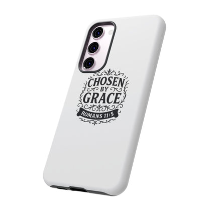 Chosen by Grace (Black Lettering), Rugged Phone Case, Inspirational Mobile Cover, Gift for Faith Lovers, Faith-Based Protector