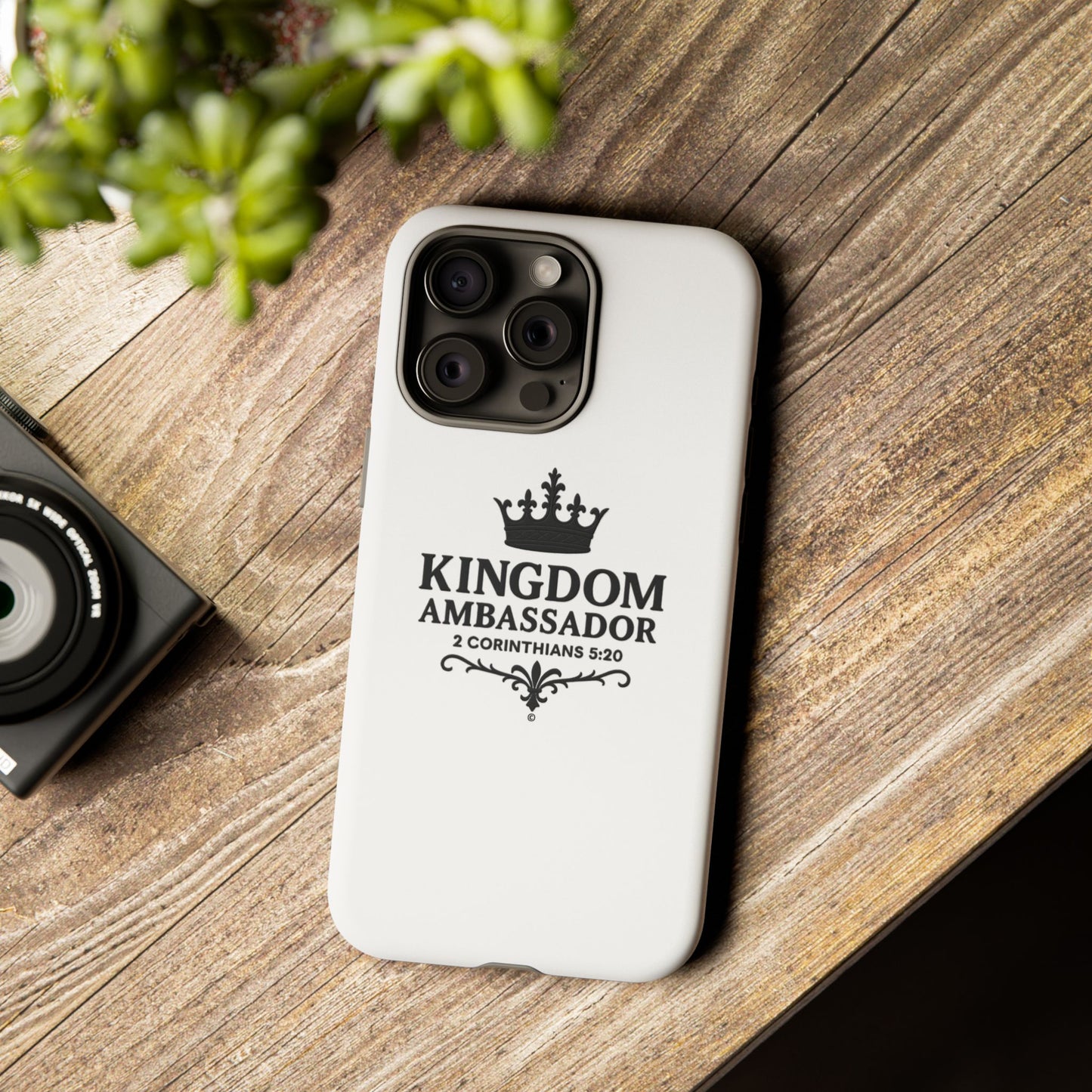 Kingdom Ambassador (Black Lettering) Rugged Phone Case, Inspirational Mobile Cover, Gift for Faith Lovers, Faith-Based Protector
