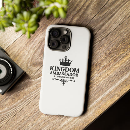 Kingdom Ambassador (Black Lettering) Rugged Phone Case, Inspirational Mobile Cover, Gift for Faith Lovers, Faith-Based Protector