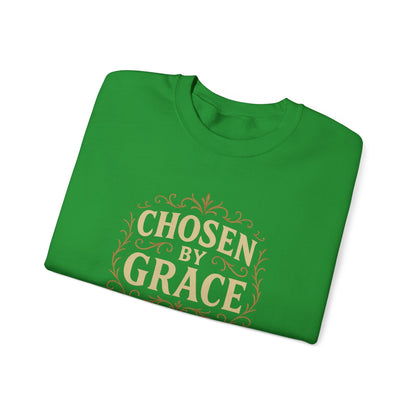 Chosen by Grace (Full Color) Unisex Crewneck Sweatshirt - Inspirational Gift, Christian Apparel, Faith-Based Fashion, Cozy Casual Wear, Bible Verse Sweatshirt