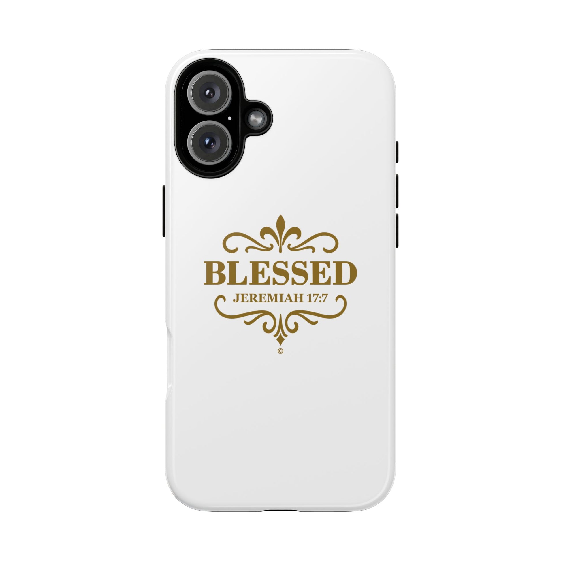 Blessed (Gold Lettering), Rugged Phone Case, Inspirational Mobile Cover, Gift for Faith Lovers, Faith-Based Protector - Cross Apparel USA